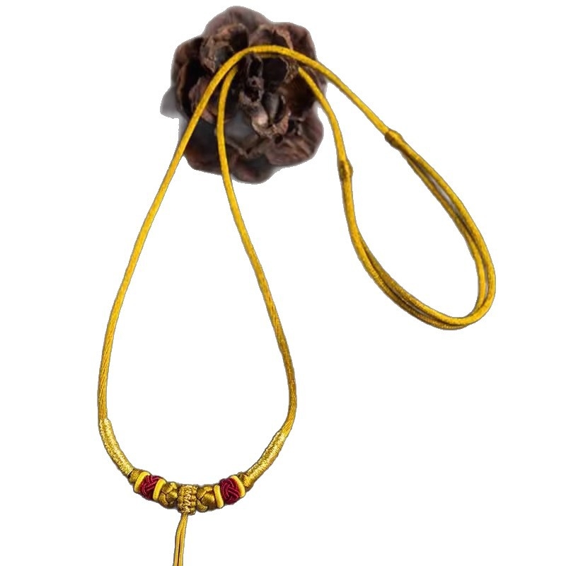 Zsinórból készült nyaklánc, kézzel készített, U-alakú, O-alakú lánccal, uniszex