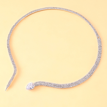 Ogrlica u obliku zmije sa štrasom, privjesak životinjskog zodijaka, običan lanac, težina 26,9 g