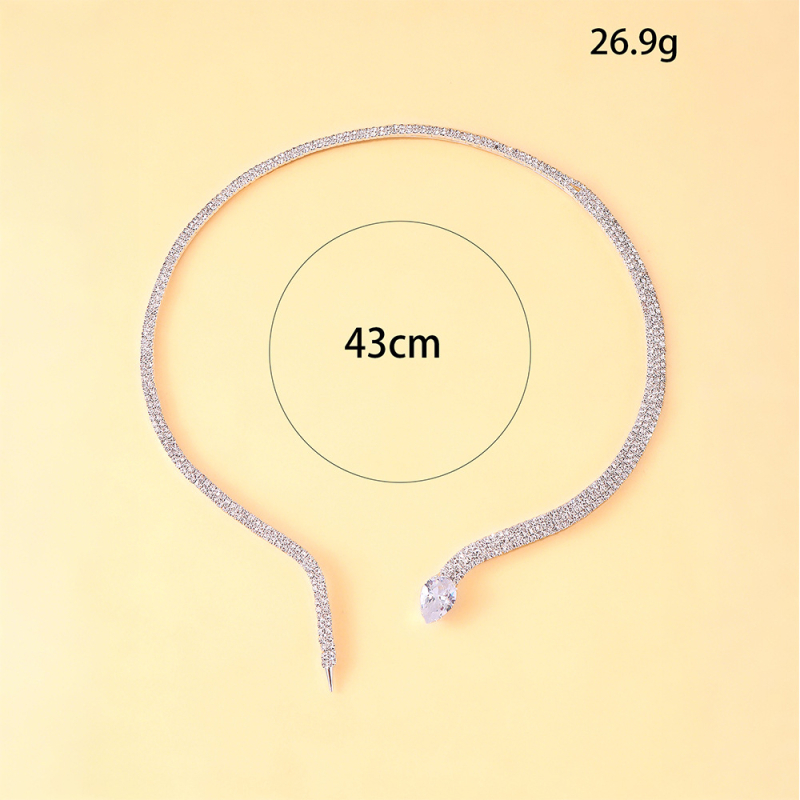 Ogrlica u obliku zmije sa štrasom, privjesak životinjskog zodijaka, običan lanac, težina 26,9 g