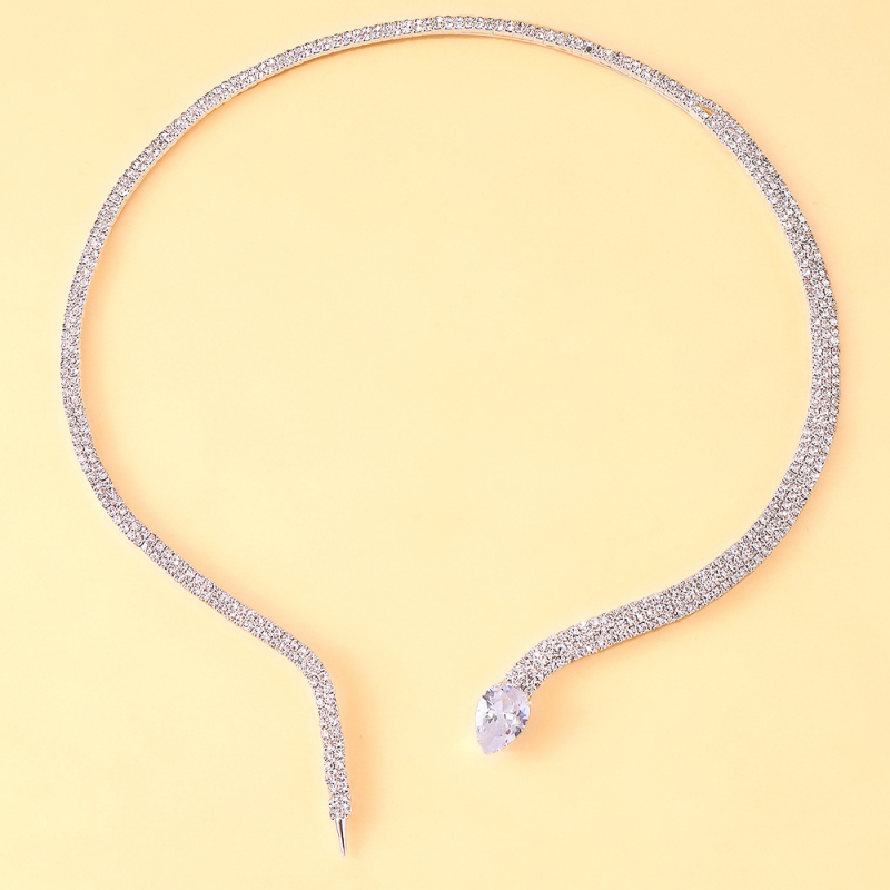 Ogrlica u obliku zmije sa štrasom, privjesak životinjskog zodijaka, običan lanac, težina 26,9 g