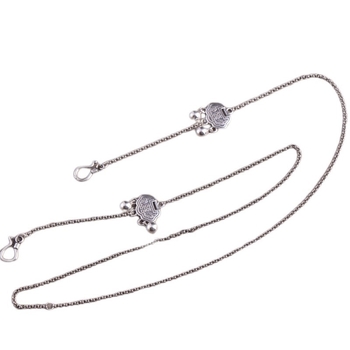 S925 Sterling Silver žensko ogrlica, vintage lanac s perlama, dvostruka sreća i dvostruko kopčanje