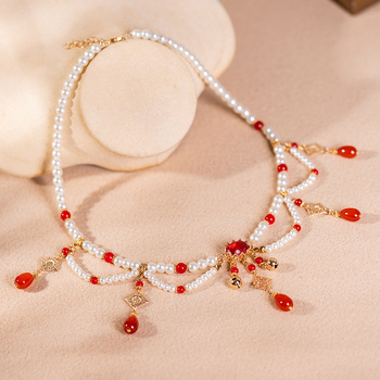 Csepp alakú nyaklánc, kevert anyagok, kézi kivitelezés, ötvözet medál, gömb lánc