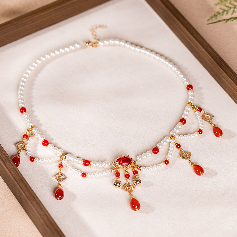 Csepp alakú nyaklánc, kevert anyagok, kézi kivitelezés, ötvözet medál, gömb lánc