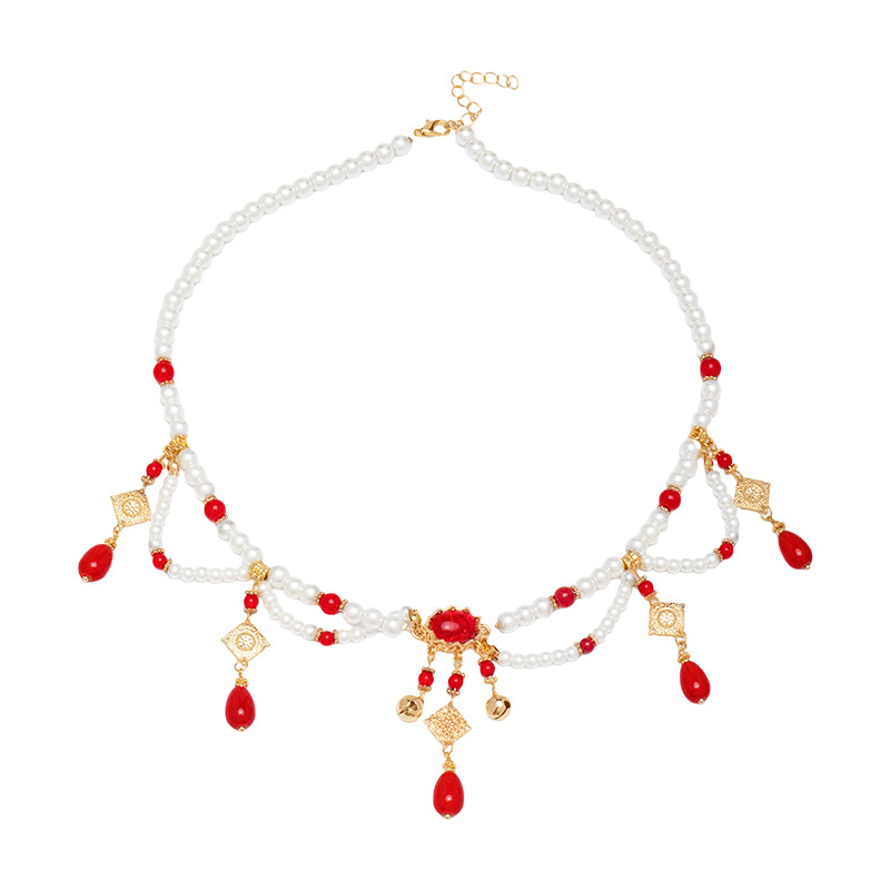 Csepp alakú nyaklánc, kevert anyagok, kézi kivitelezés, ötvözet medál, gömb lánc