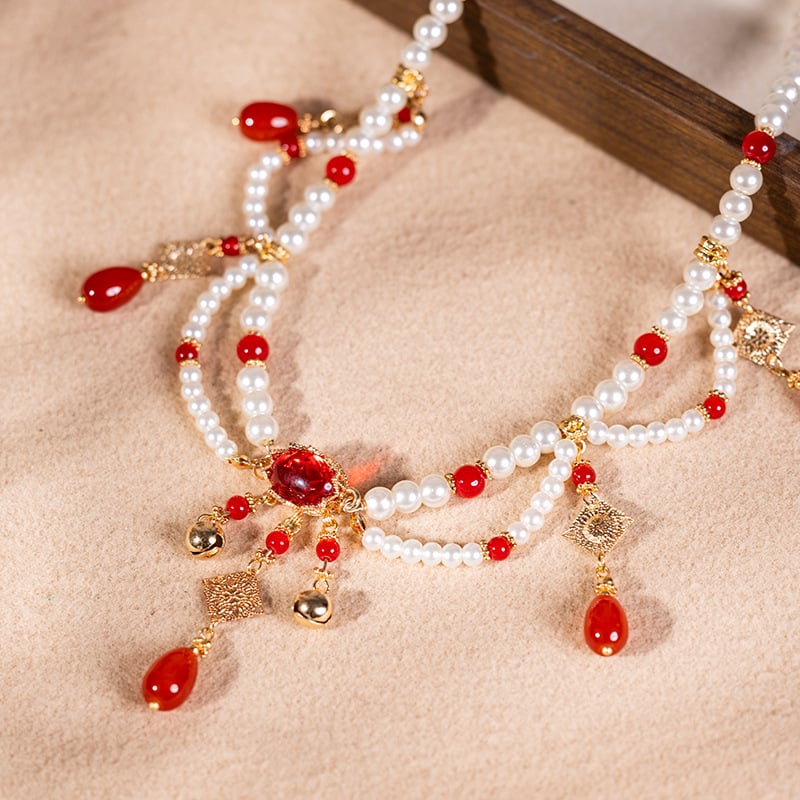 Csepp alakú nyaklánc, kevert anyagok, kézi kivitelezés, ötvözet medál, gömb lánc