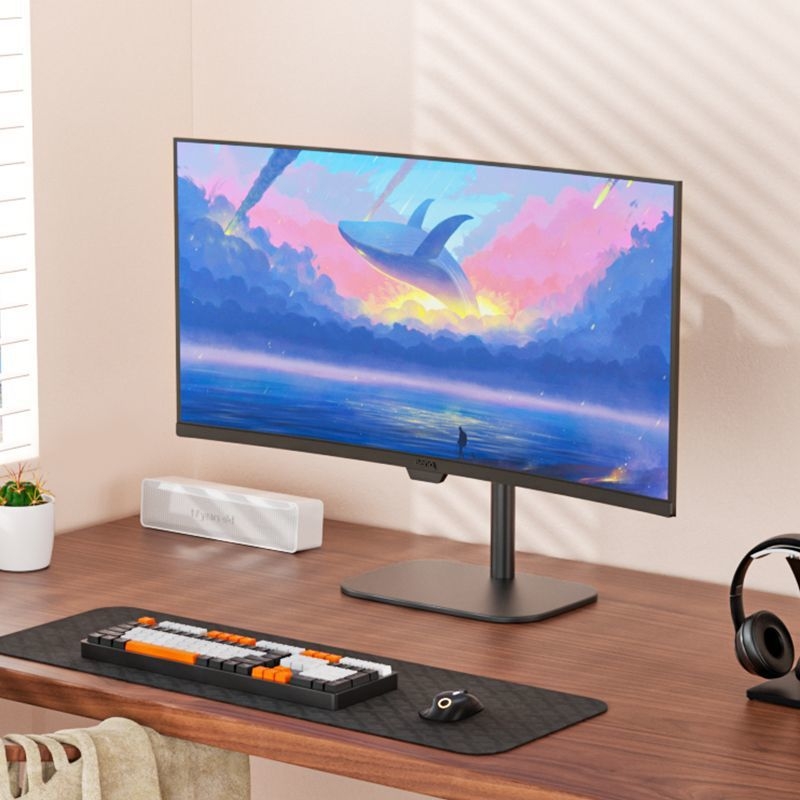 ABS Βάση Οθόνης για Υπολογιστή με Κονσόλα, Ρυθμιζόμενη Ύψος, Περιστροφή, Επιδαπέδια Βάση