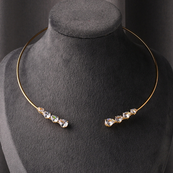 Naistele avatud kaela rhinestone kaelakett, geomeetriline disain, kaal 14,3 g