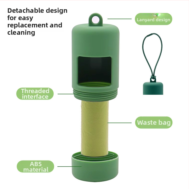 Dispenser pentru pungi de gunoi pentru câini și cutie portabilă de depozitare – ABS, rol continuu, separator de pungi