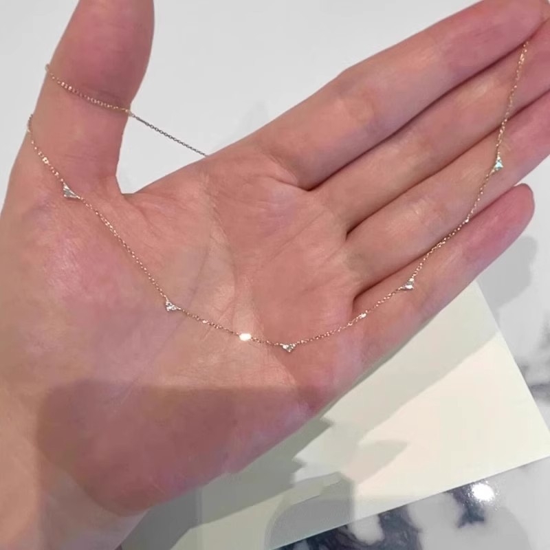 Attentive bakreno geometrijsko ogrlica s križnim lancem i dijamantnim pavéom, višeslojno, ženski modni nakit