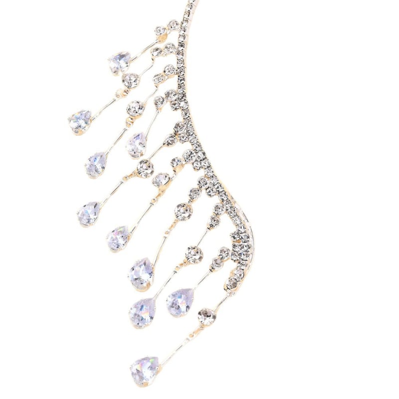 Choker s višeslojnim privjeskom od legure i umjetnog kristala, geometrijski stil, Instagram stil, opseg 41–50 cm, težina 40 g