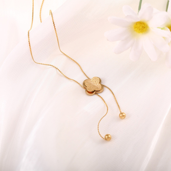 Κολιέ από ανοξείδωτο ατσάλι σε σχήμα λουλουδιού, με ηλεκτροπλατίωση, Μάρκα Mu cheng