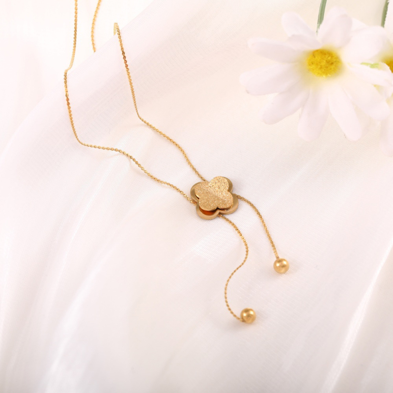 Κολιέ από ανοξείδωτο ατσάλι σε σχήμα λουλουδιού, με ηλεκτροπλατίωση, Μάρκα Mu cheng