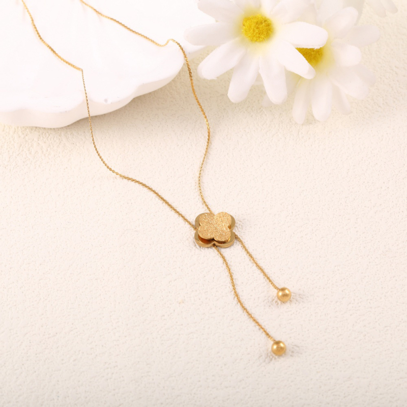 Κολιέ από ανοξείδωτο ατσάλι σε σχήμα λουλουδιού, με ηλεκτροπλατίωση, Μάρκα Mu cheng