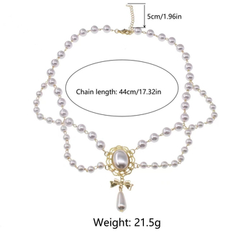 Ogrlica s dvostrukom slojem bisera, privjesak od smole, elektroplatirani završetak, geometrijski dizajn, višeslojna