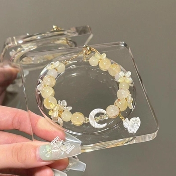 Βραχιόλι με χάντρες σε μοτίβο λαγού, άρωμα οσμανθού, γυάλινες χάντρες, χειροποίητο, γυναικείος σχεδιασμός