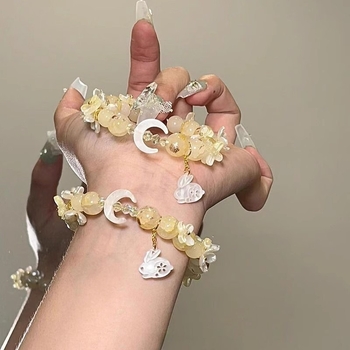 Βραχιόλι με χάντρες σε μοτίβο λαγού, άρωμα οσμανθού, γυάλινες χάντρες, χειροποίητο, γυναικείος σχεδιασμός