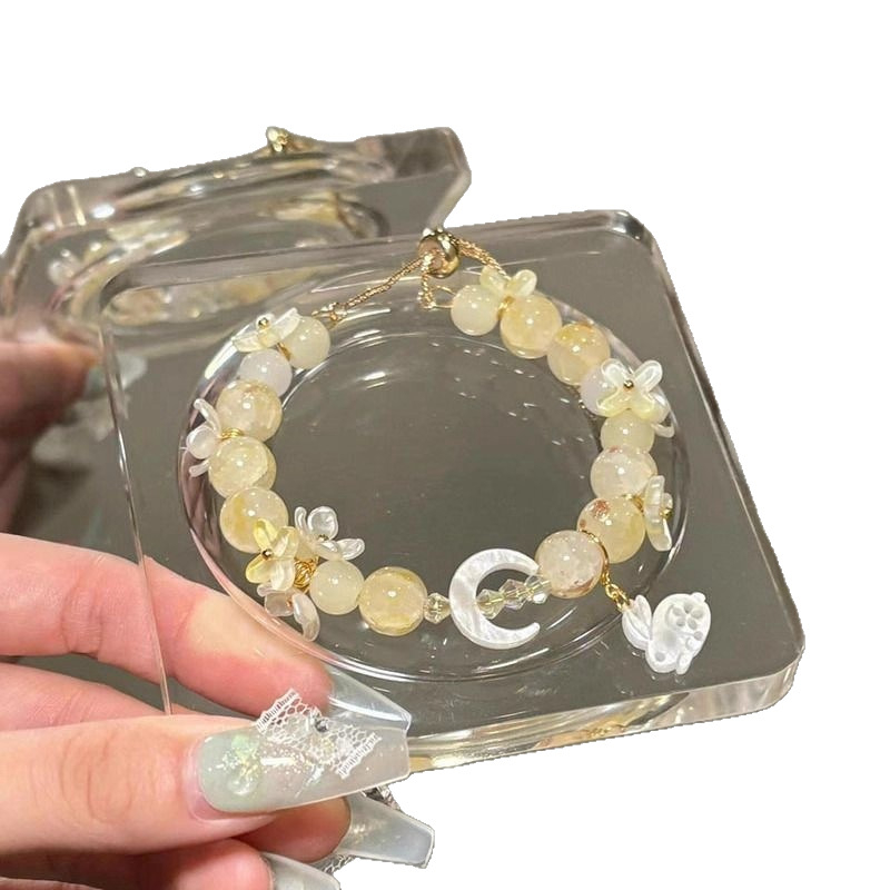 Βραχιόλι με χάντρες σε μοτίβο λαγού, άρωμα οσμανθού, γυάλινες χάντρες, χειροποίητο, γυναικείος σχεδιασμός