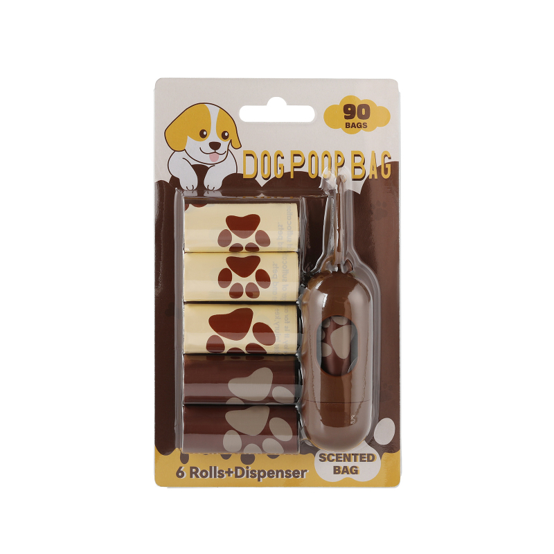 Pungi pentru gunoi de animale de companie cu aromă de ciocolată, material PE reciclat, role continue, grosime standard