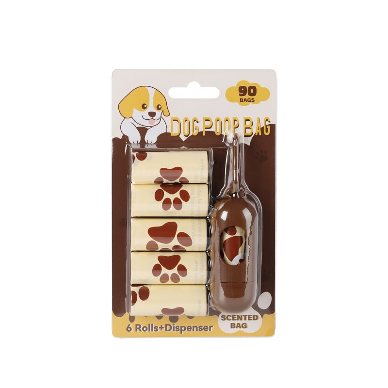 Pungi pentru gunoi de animale de companie cu aromă de ciocolată, material PE reciclat, role continue, grosime standard