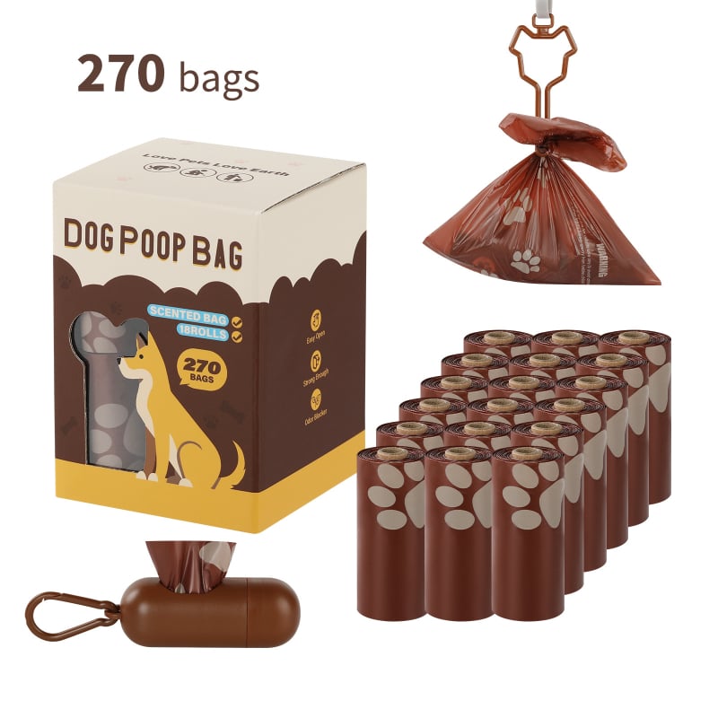 Pungi pentru gunoi de animale de companie cu aromă de ciocolată, material PE reciclat, role continue, grosime standard