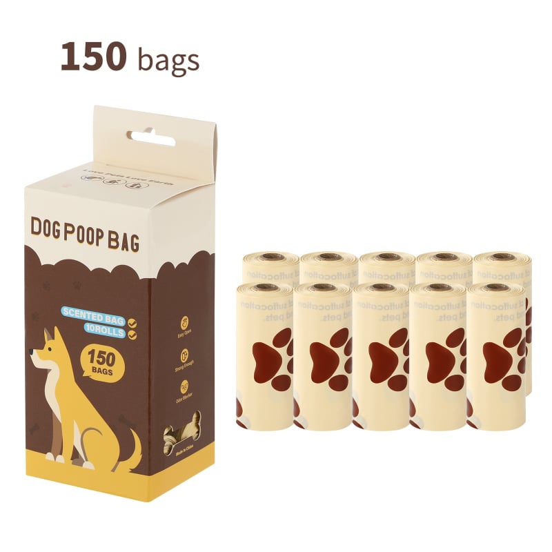 Pungi pentru gunoi de animale de companie cu aromă de ciocolată, material PE reciclat, role continue, grosime standard