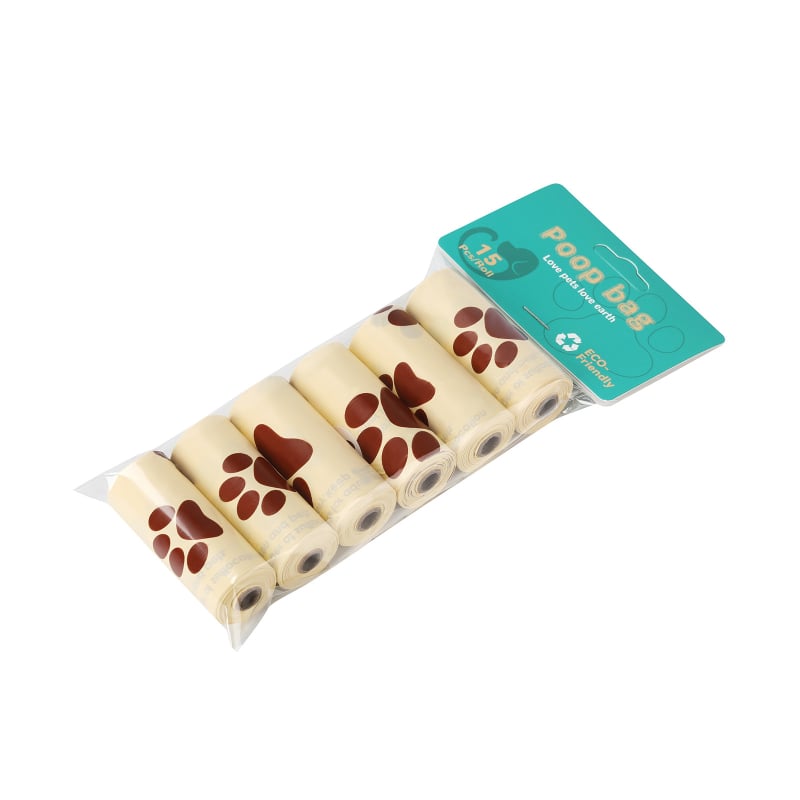 Pungi pentru gunoi de animale de companie cu aromă de ciocolată, material PE reciclat, role continue, grosime standard