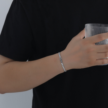 Гривна от титанова стомана с диамантена обработка, унисекс, геометричен дизайн