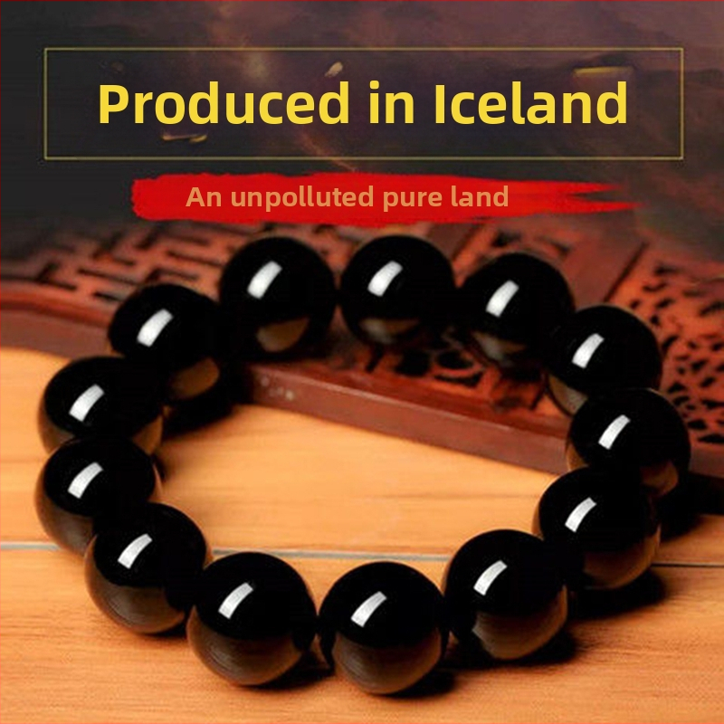 Náramok z obsidiánu s korálkami pre mužov, unisex štýl
