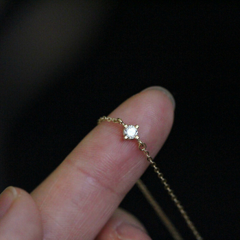 Brățară din argint 925, placată cu aur 14K, cu un zircon simplu, design geometric, pentru femei