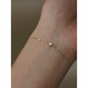 Brățară din argint 925, placată cu aur 14K, cu un zircon simplu, design geometric, pentru femei