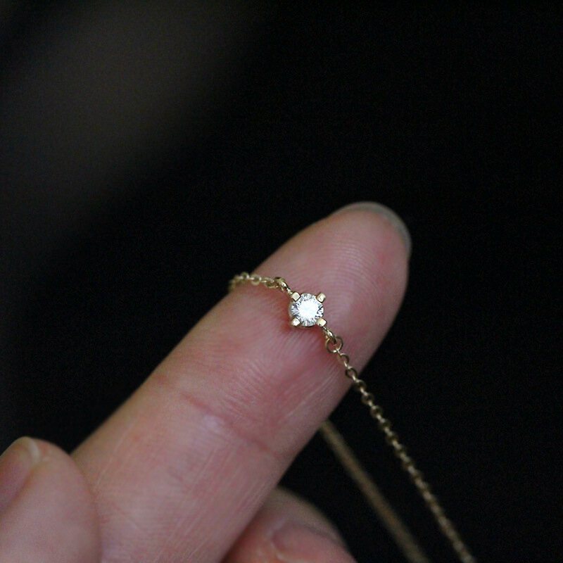 Brățară din argint 925, placată cu aur 14K, cu un zircon simplu, design geometric, pentru femei