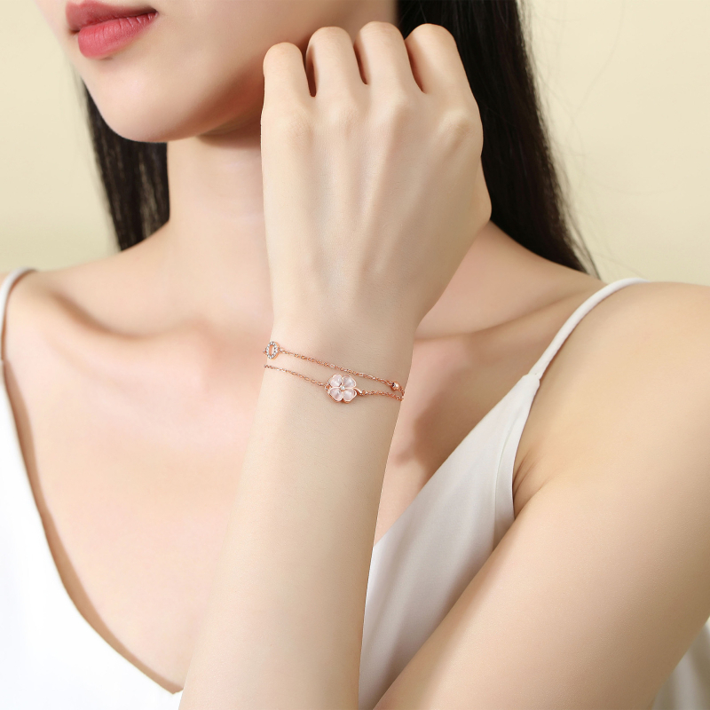 Brățară din cupru, placare electroplatică, stil feminin OL, design floral