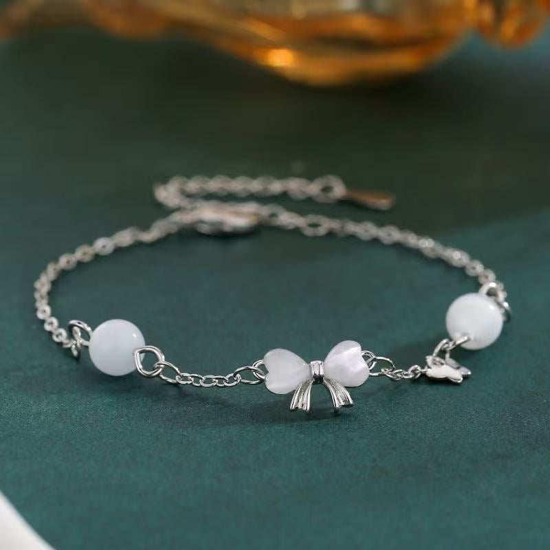 Brățară cu funda, stil coreean, din cupru placat electro, primăvara 2025