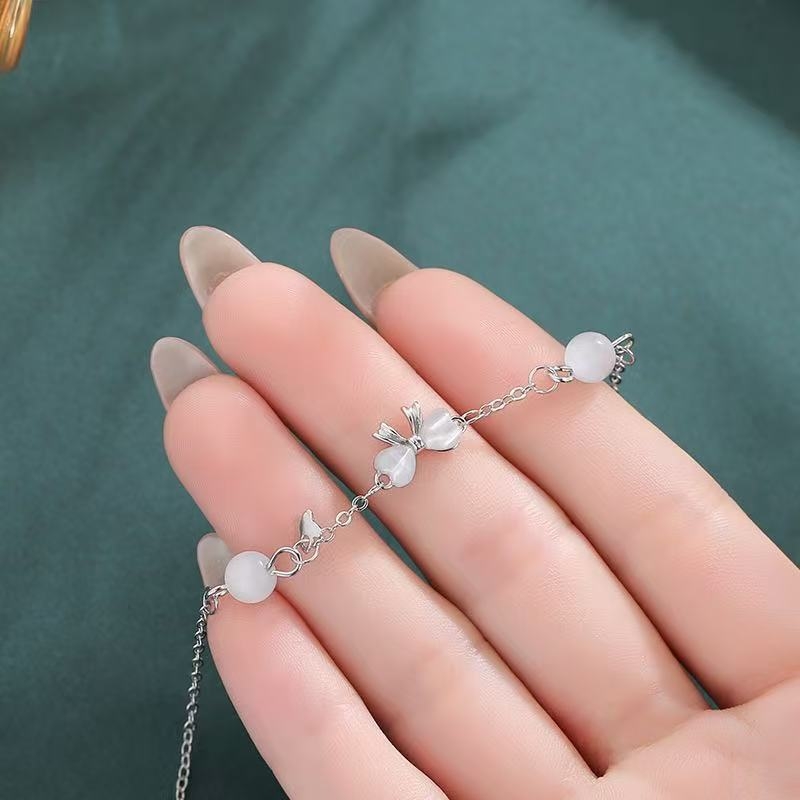 Brățară cu funda, stil coreean, din cupru placat electro, primăvara 2025