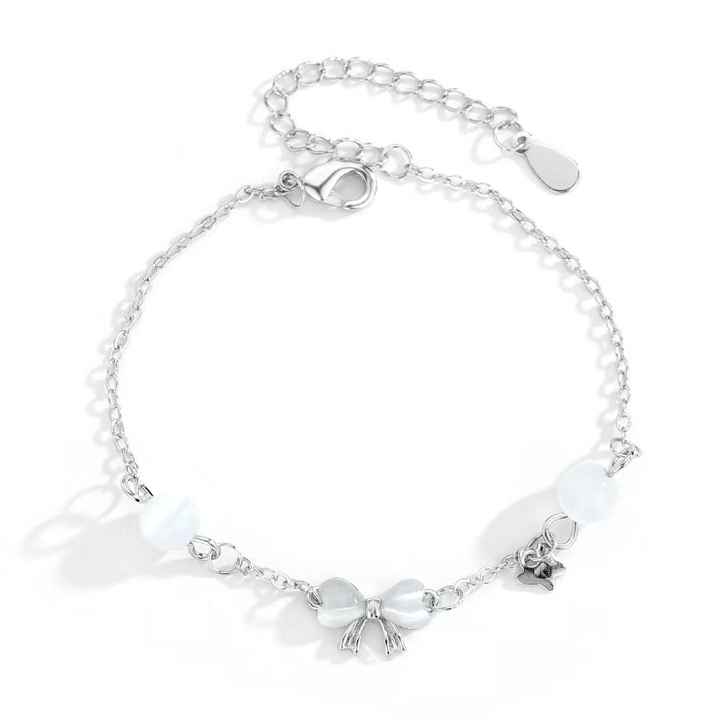 Brățară cu funda, stil coreean, din cupru placat electro, primăvara 2025