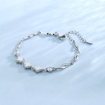 Brățară din cupru cu design trifoi cu patru foi, acoperire electroplată, brand New Honghui, model HB129