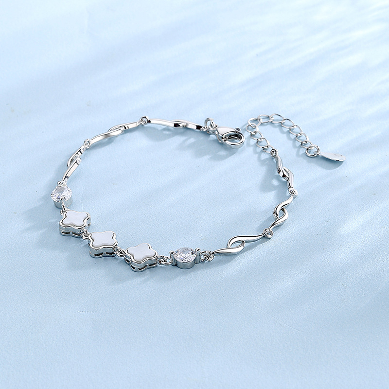 Brățară din cupru cu design trifoi cu patru foi, acoperire electroplată, brand New Honghui, model HB129