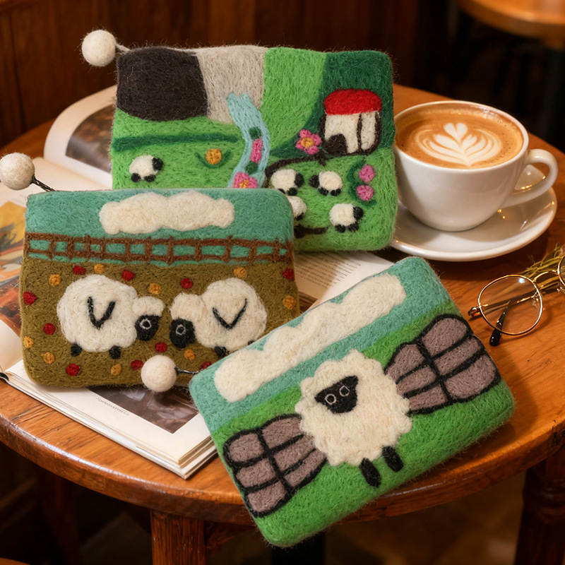 Posetă pentru monede din filc, model animal, minimalist urban, Zuer, vară 2025