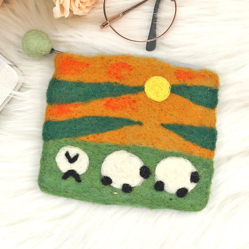 Posetă pentru monede din filc, model animal, minimalist urban, Zuer, vară 2025