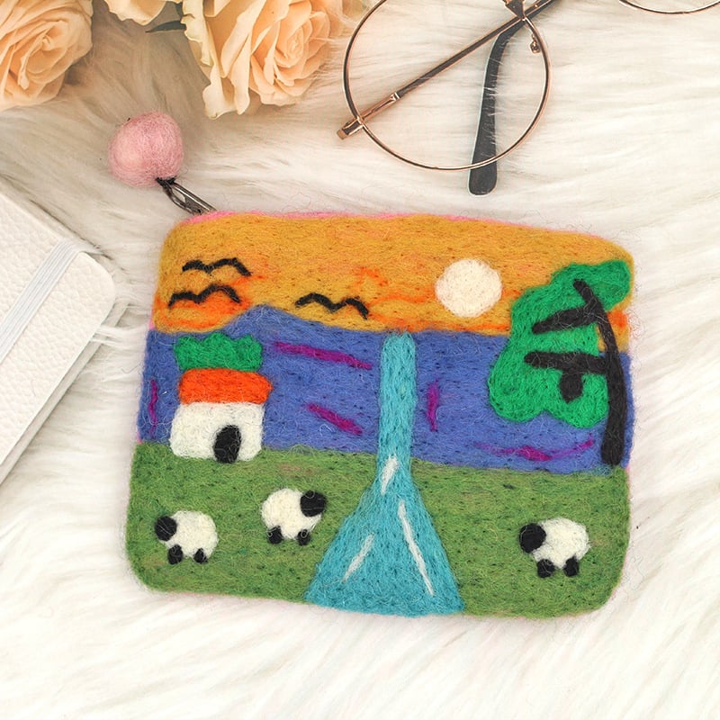 Posetă pentru monede din filc, model animal, minimalist urban, Zuer, vară 2025