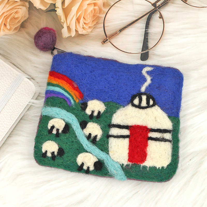 Posetă pentru monede din filc, model animal, minimalist urban, Zuer, vară 2025