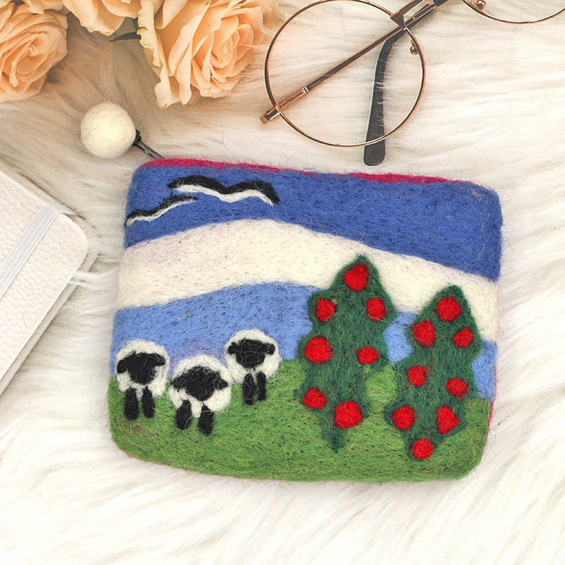 Posetă pentru monede din filc, model animal, minimalist urban, Zuer, vară 2025
