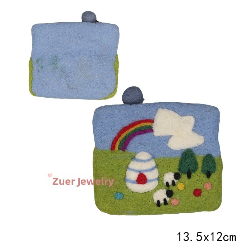 Posetă pentru monede din filc, model animal, minimalist urban, Zuer, vară 2025