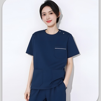 Dingshang Set scrubs medical, unisex, mâneci lungi, guler rotund, material elastic și uscat rapid (top + pantaloni), 90–95% spandex pe poliester