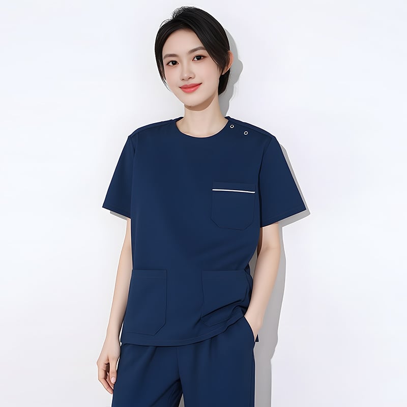 Dingshang Set scrubs medical, unisex, mâneci lungi, guler rotund, material elastic și uscat rapid (top + pantaloni), 90–95% spandex pe poliester