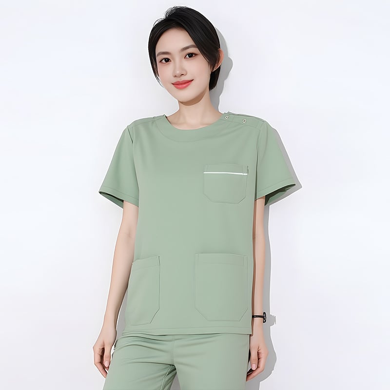 Dingshang Set scrubs medical, unisex, mâneci lungi, guler rotund, material elastic și uscat rapid (top + pantaloni), 90–95% spandex pe poliester