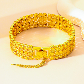 Brățară cu monede din alamă, placare electroplată, formă geometrică, design original, pentru femei