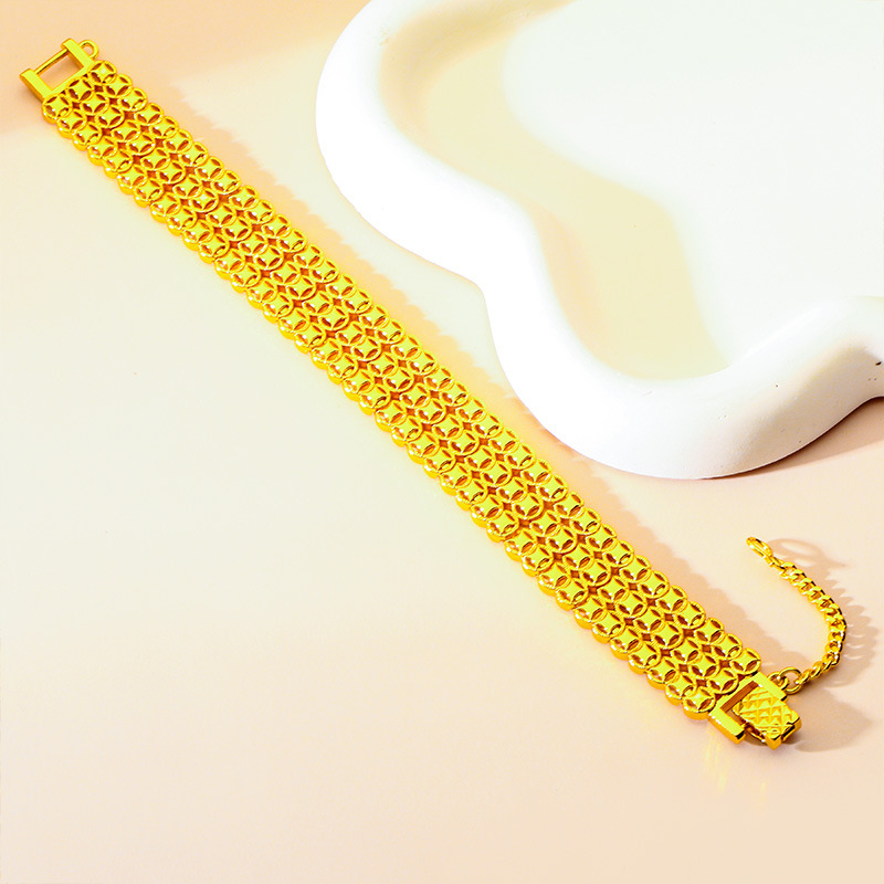 Brățară cu monede din alamă, placare electroplată, formă geometrică, design original, pentru femei