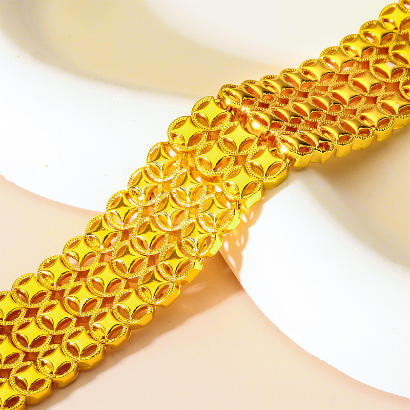 Brățară cu monede din alamă, placare electroplată, formă geometrică, design original, pentru femei