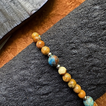 Браслет със камък с изображение, винтидж унисекс стил, геометрична форма, ръчно изработени мъниста, 40 броя в комплект